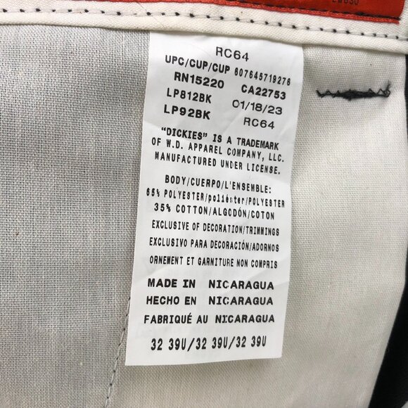 NWT Dickies Mens Work Pants Size 32 Straight Classic Chino Workwear Black Casual - Picture 12 of 15